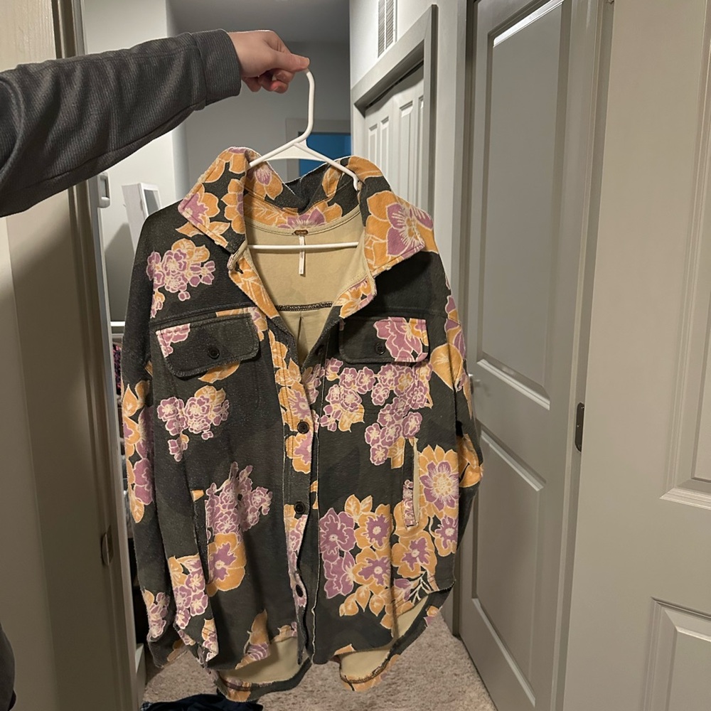 Free People Oversized Ruby Floral Shirt Jacket